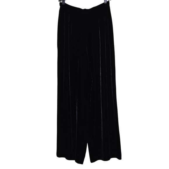 Kay Unger New York Velvet Wide Leg Lined Dress Pants Womens 10 Black Rayon Silk - Picture 1 of 16